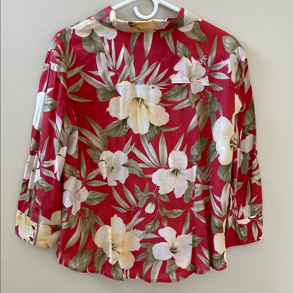 Women's Button Up Multi-Colored Floral Cotton Top Sz L - Picture 6 of 10